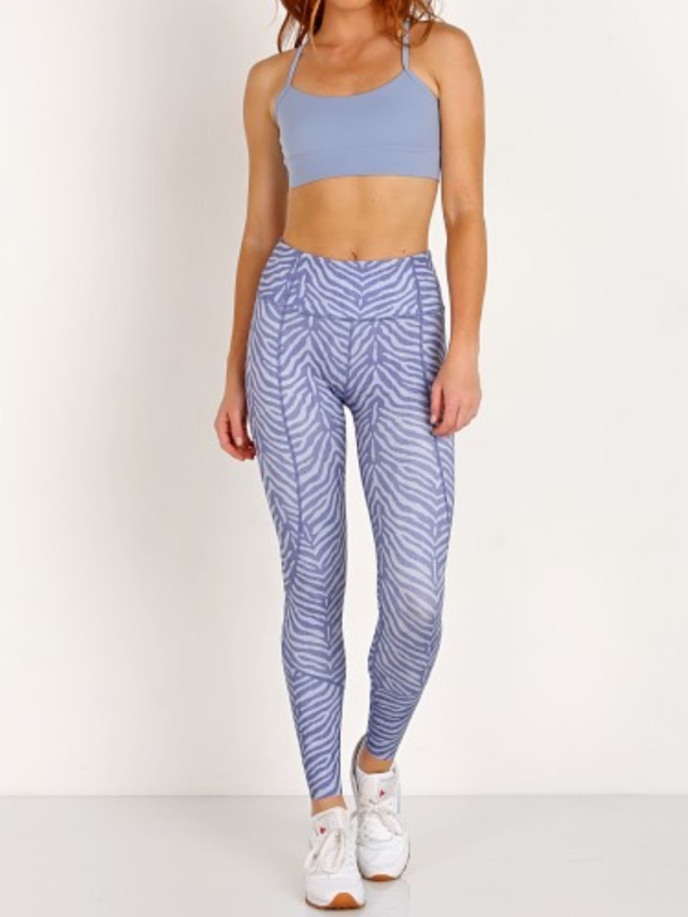 Varley Bedford Zebra Print High-Waist Leggings Light Blue/Blue Small Workout Gym